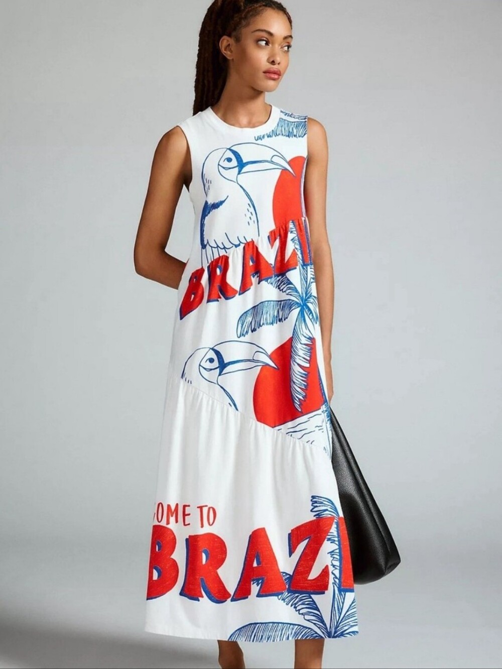 Farm Rio for Anthropologie Come to Brazil Sleeveless Midi Dress size XS